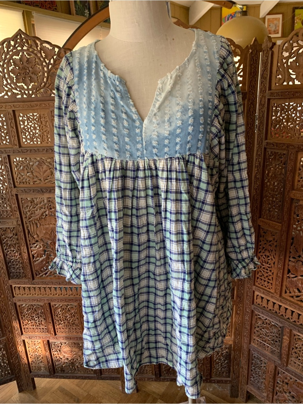 JODIFL Light Blue & White Embroidered Eyelet Top